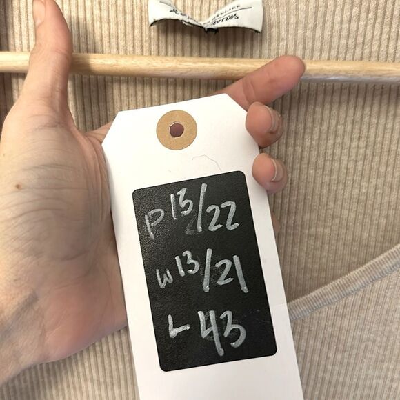 LA Atelier & Other Stories Sweetheart Slim Ribbed Dress in Neutral Stone Medium - Picture 6 of 14